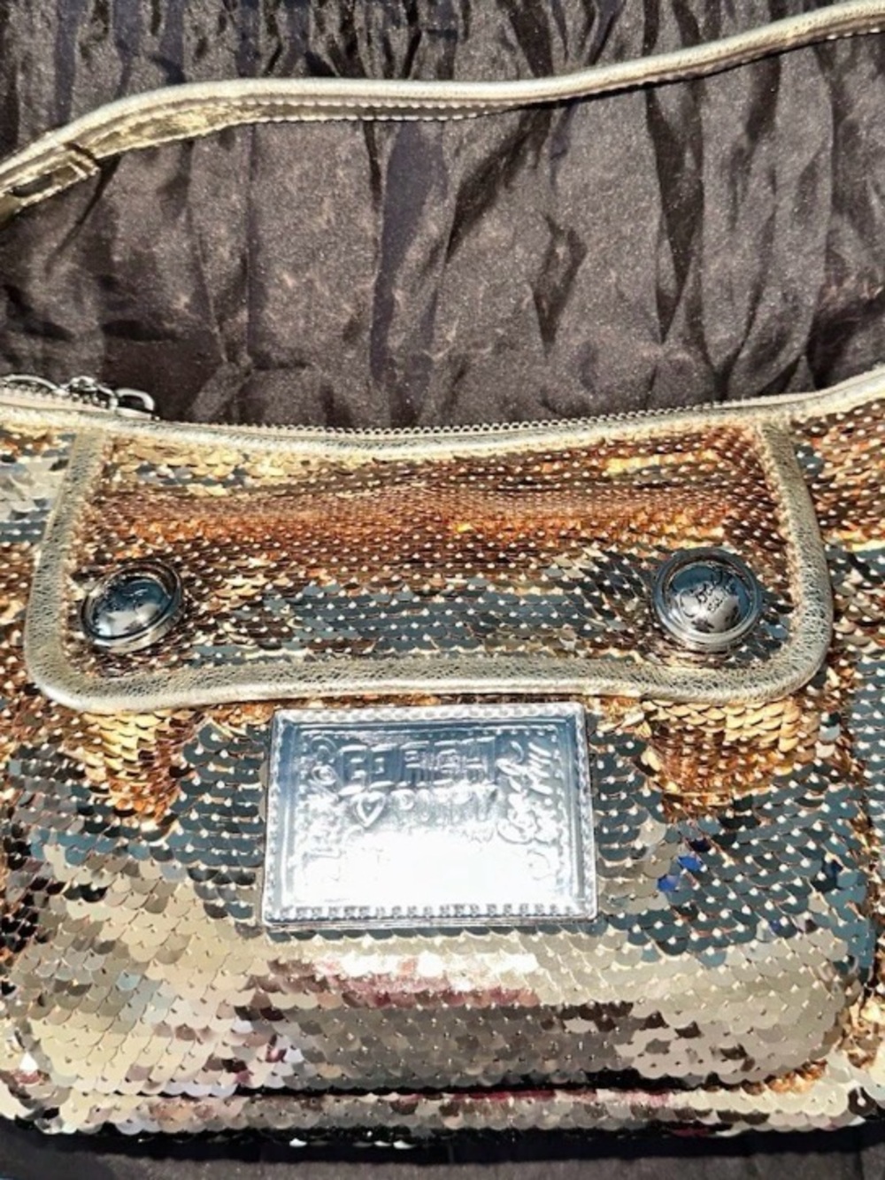Coach spotlight Sequin Shoulder Bag in Gold EUC
